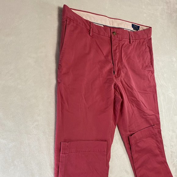Polo Ralph Lauren Polo Pants Men 36x33 Salmon Pastel Pink Chino Stretch Slim Fit - Picture 2 of 11